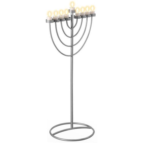 Große silberne Metall-Menorah mit 9 Armen