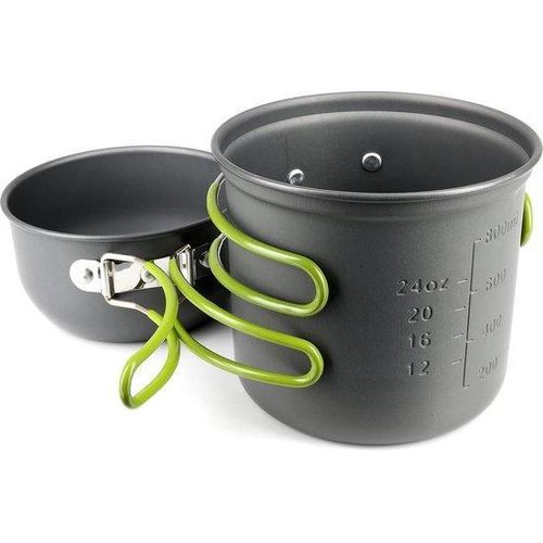 Kompakte 2-teilige Aluminium-Kochgeschirr-Set für Outdoor