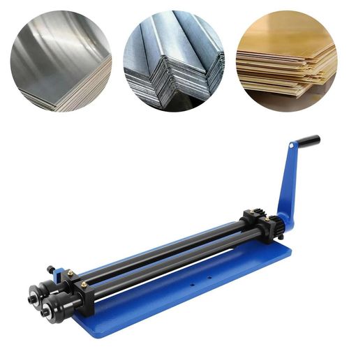 Sickenmaschine für Blech - Bead Roller - 46 cm Ausladung - Stahl Tischgerät - Tragbar - 3 Rundsicken- + 3 Stufensickenrollen - Für Karosserie Türhaut Kotflügel Reparatur - Blau