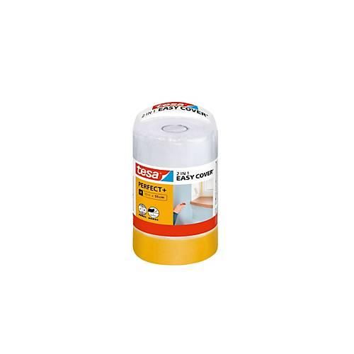 tesa Easy Cover Perfect+ Refill, Abdeckfolie mit Kreppband, M 33 m × 55 cm – präzises Abdecken