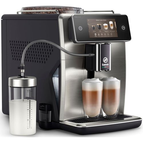 SAECO Kaffeevollautomat "Saeco Xelsis Deluxe SM8785/00", edelstahl, front, B:28,7cm T:48,7cm, Kaffeevollautomaten, 8 Benutzerprofilen und 5" Touchscreen, Kaffeevollautomat