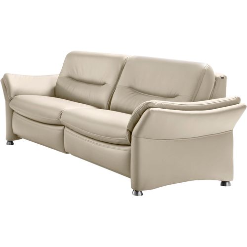 2,5-Sitzer HUKLA "HU-SF15058 Ledersofa, Breite 194 cm", beige (torro ecru), B:194cm H:91cm T:92cm, Sofas, aus Leder, optional Kopfstütze u. WallAway-Funktion