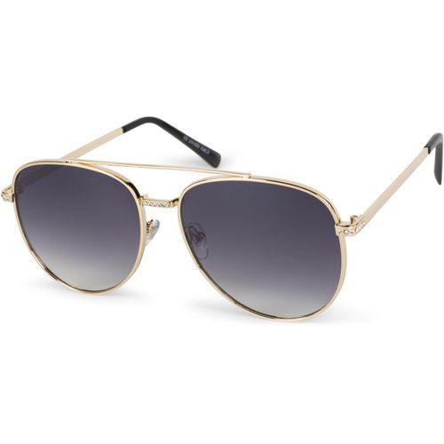 Pilotenbrille STYLEBREAKER "Piloten Sonnenbrille mit Strass", Damen, grau (gestell gold, glas grau verlauf), Modisch, Sonnenbrillen