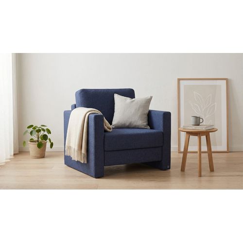BRUNO Schlafsessel 70cm in Blau | praktische Größe | stabiles Massivholz & Boxspringkomfort