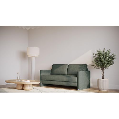 BRUNO Schlafsofa 160cm in Dunkel Waldgrün | Schmal | stabiles Massivholz & Boxspringkomfort