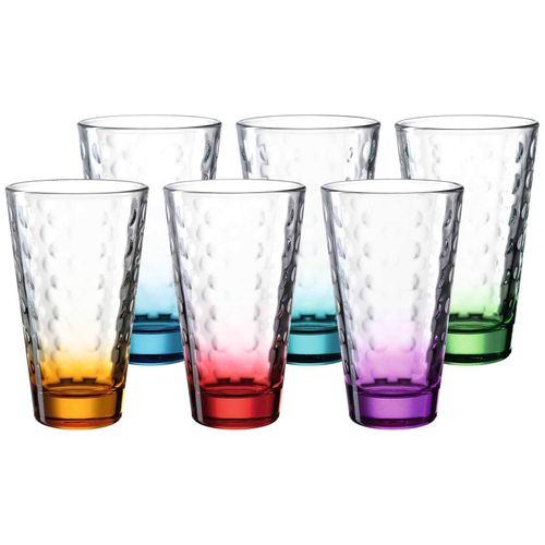 Glas LEONARDO "Trinkgläser Optic 300 ml 6er Set", bunt, Glas, Trinkgefäße, GlaeserSet Trinkglas
