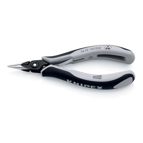 KNIPEX 34 52 130 ESD Präzisions-Elektronik-Greifzange ESD mit Mehrkomponenten-Hüllen brüniert 130 mm)