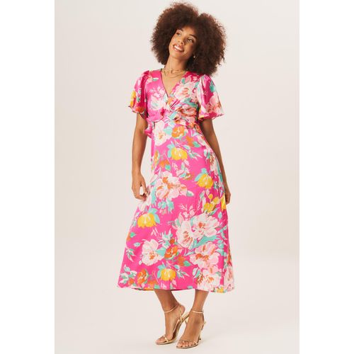 Midikleid mit Engelsärmeln und Blumendruck