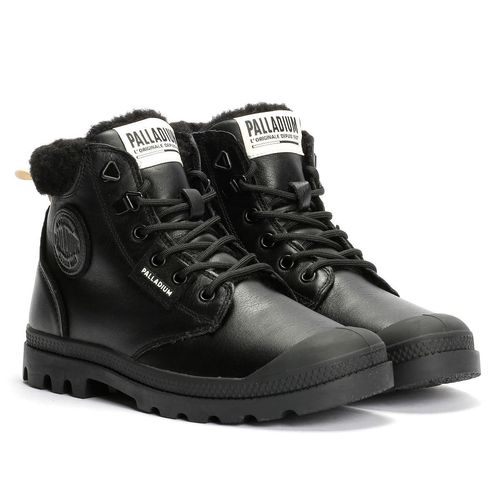 Palladium Pampa HI Snow Warm Leren Zwarte Laarzen Voor Dames
