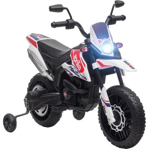 AIYAPLAY Kinder Elektro-Motorrad, 12V Kindermotorrad mit Musik, 6 km/h Weiß