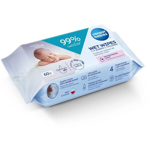 Canpol babies Wet Wipes 99% Water Tedere Vochtige Babydoekjes 60 st