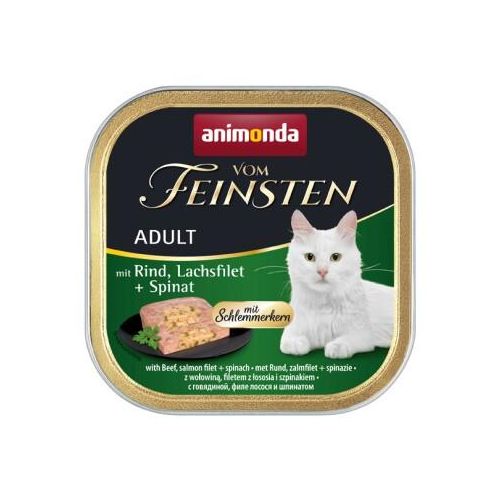 animonda Vom Feinsten Nassfutter Katze, Adult, mit Schlemmerkern Rind, Lachsfilet und Spinat 32x100 g
