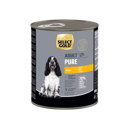 SELECT GOLD Pure Boîtes de Nourriture humide Chien Adulte Poulet 24x800 g