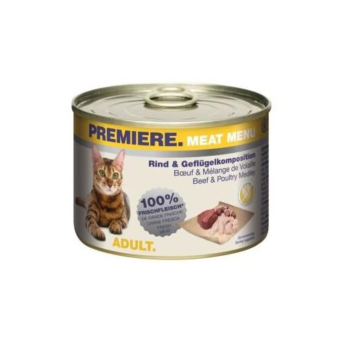 PREMIERE Meat Menu Nassfutter Katze Adult Rind und Geflügelkomposition 24x200 g