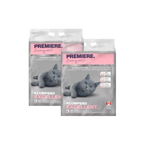 PREMIERE Excellent Klumpstreu Katze Babypuder-Duft 2x12 kg