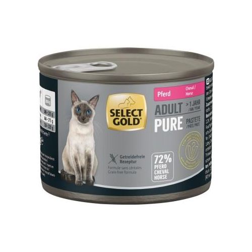 SELECT GOLD Pure Boîtes de Pâtée Chat Adute Cheval 24x200 g