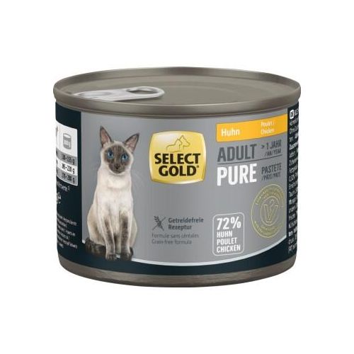 SELECT GOLD Pure Boîtes de Pâtée Chat Adute Poulet 12x200 g