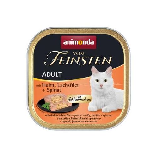 animonda Vom Feinsten Nassfutter Katze, Adult, mit Schlemmerkern Huhn, Lachsfilet und Spinat 32x100 g