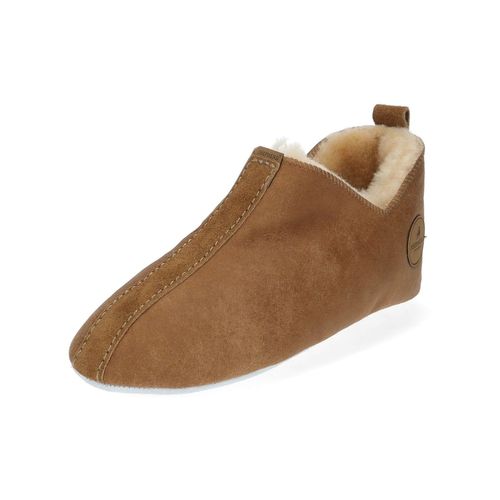 Hausschuh SHEPHERD "Shepherd Hausschuhe Lammfell", Damen, Gr. 38, braun (cognac), Lammfell, Schuhe Hausschuh