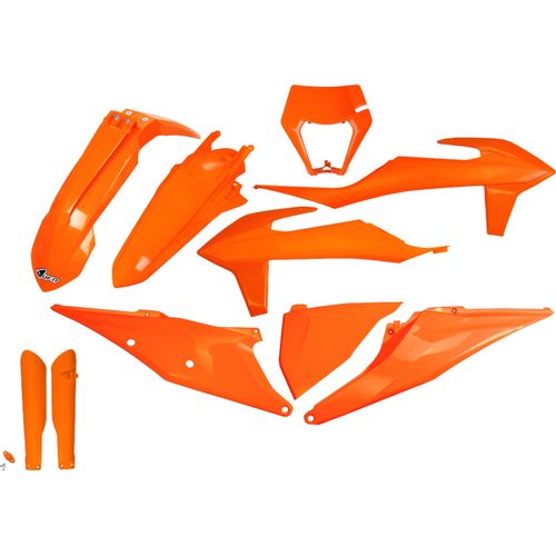 Ufo Kunststoffset Mit Teleskopabdeckungen Für Ktm Exc 125 '20-'21, Exc 250 / 300 '20-'23, Exc-F 250 / 350 / 450 / 500 '20-'23 Farbe Orange