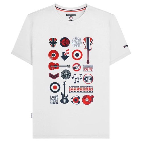 Lambretta Heren Muziek Pictogrammen T-Shirt (Wit)