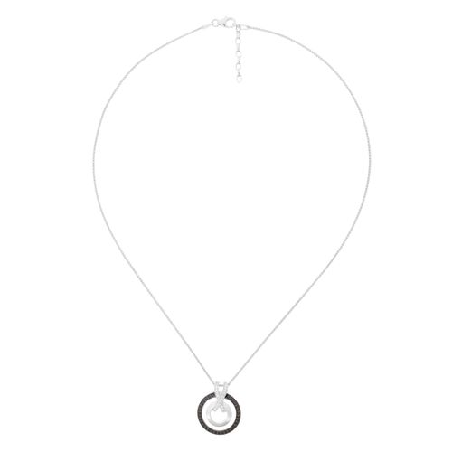 Orphelia 'Azalea' Dames 925 Sterling Zilveren Ketting met Hanger - Zilver/Zwart ZH-7095/2