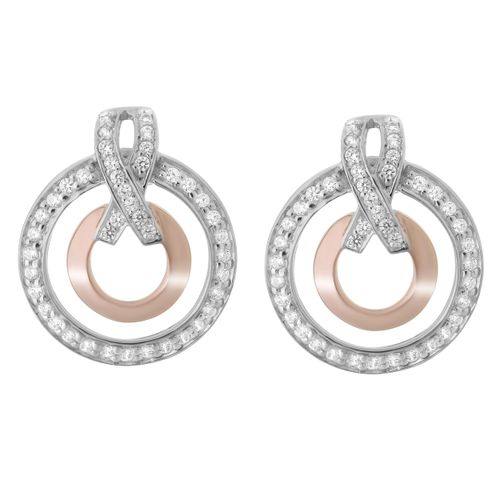 Orphelia 'Azalea' Dames 925 Sterling Zilveren Oorbellen - Zilver/Roze ZO-7095/1