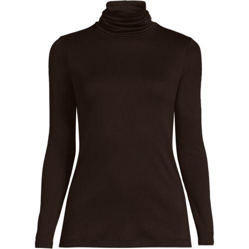 Rollkragenshirt aus Supima, Damen,  Braun, Baumwolle, by Lands' End