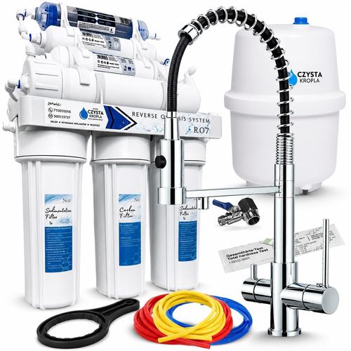 Wasserfilter Set RO7 mit 3-Wege Küchenarmatur Ari Chrom, 7-stufige Umkehrosmose, Mineralisierung, Ionisierung