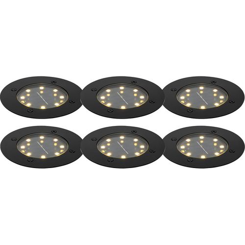6er Set Bodenstrahler Schwarz inkl LED IP65 Solar Terry