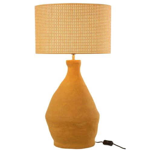 J-Line J-Line Lampe + Schirm Indus - Pappmache - Gelb