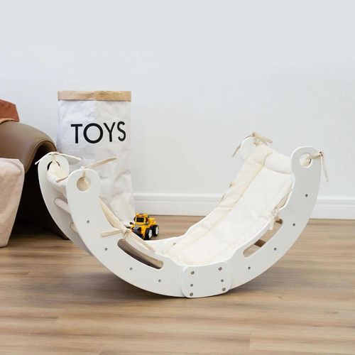 2-in-1 Kinderwippe Kletterbogen Serie W1 mit Matratze und gebogener Leiter