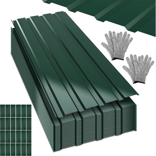 Aopunly 36xTrapezblech 115x45 cm=18 Dachblech für Gerätehaus Carport Profilblech Dachblech Wellblech Dachplatten Wandblech Grün