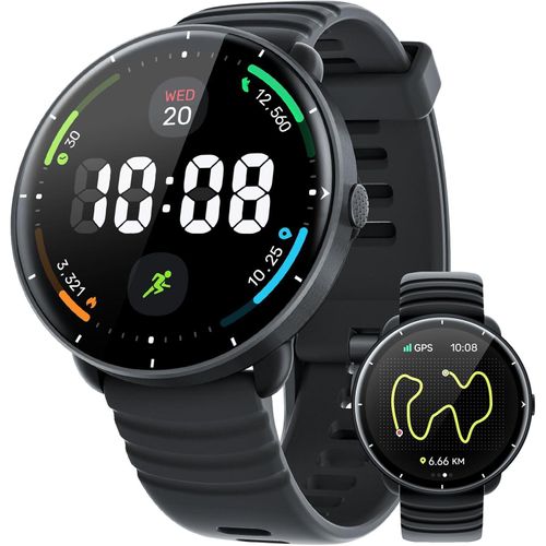 Smartwatch Eingebautes GPS, 5 ATM Wwasserdichte Schwimmuhr für Pool/Offenen Gewässern, Fitnessuhr mit AMOLED Display, 100+ Sportmodi, Herzfrequenz