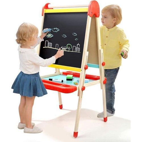 Kreativ-Teleskopschreibtisch mit Unterbringung – Attraktives, doppeltes, altersgerechtes Kunstwerk – Schreib- und Maltafel – Bilderrahmen für Junge Künstler – Magnetische Wandtafel mit Bildern