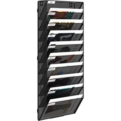 Metallischer A4-Dokumentenhalter, Wanddokumentenorganizer, Archivhalter, Schwarz
