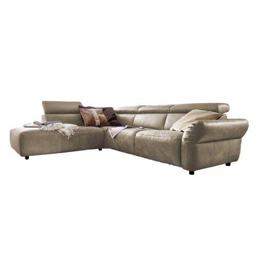ECKSOFA MOTOR. SITZVORZUG RISO Grau Leder