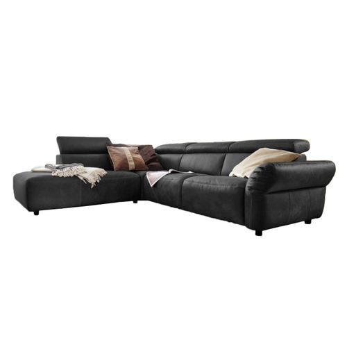 ECKSOFA MOTOR. SITZVORZUG RISO Schwarz Leder