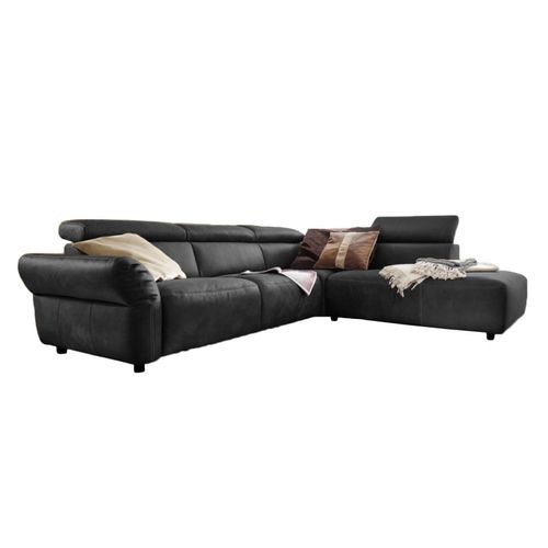 ECKSOFA MOTOR. SITZVORZUG RISO Schwarz Leder