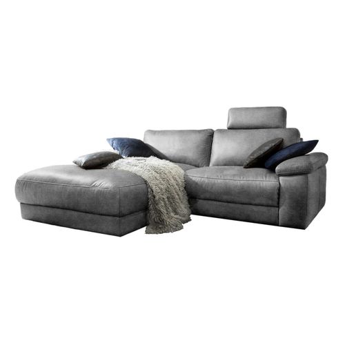 ECKSOFA MOTORISCHER RELAXFUNKTION LOLA Grau Leder Relaxfunktion