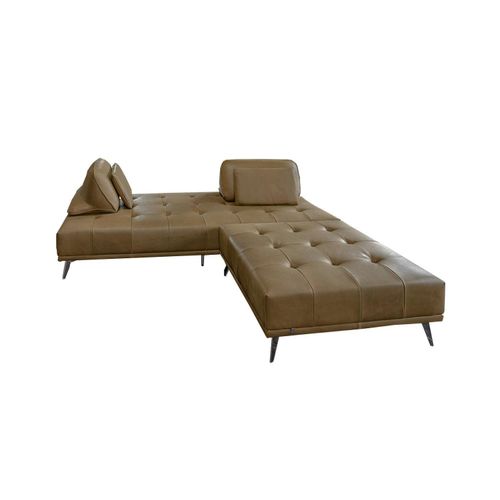SOFA MIT HOCKER WIOLO 2ER SET Beige Leder