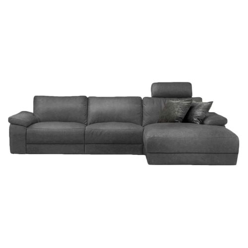 ECKSOFA XL MOTORISCHER RELAXFUNKTION LOLA Grau Leder Relaxfunktion