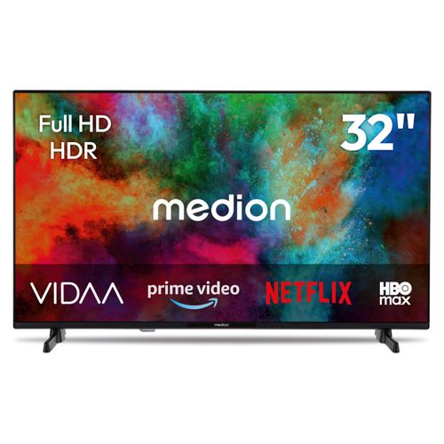 MEDION 80 cm (32 Zoll) Full HD Fernseher (Smart-TV, HDR, VIDAA Store, Netflix, Prime Video, Disney+, DAZN, Paramount+, HbbTV, PVR, Bluetooth, MD 832101)