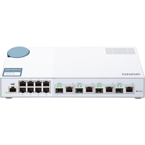 QNAP QSW-M408-4C - Switch - managed - 8 x 10/100/1000 + 4 x C 10 G-Bit SFP+ - Desktop