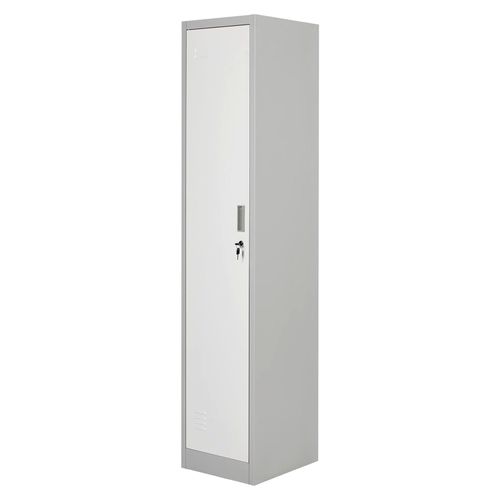 Einzelspind Umkleideschrank 1-türig Metall weiß/grau abschließbar