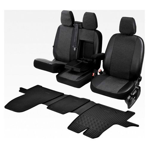 Passgenaue Sitzbezüge und Gummifußmatten für Ford Transit ab 2014 - Set