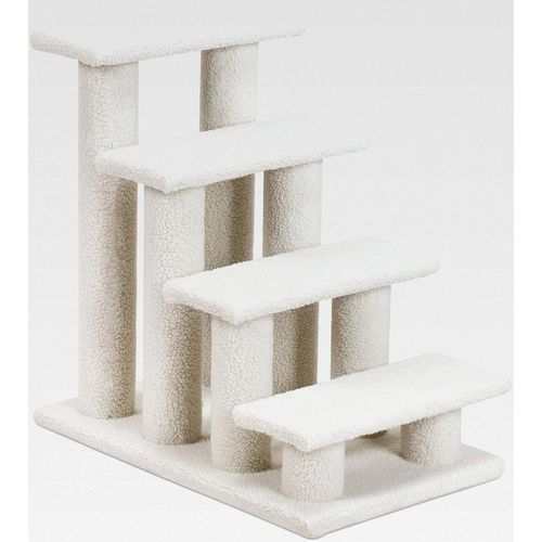 Tiertreppe 4 Stufen Katzentreppe Hundetreppe Treppe für Katze Kletterbaum Katzenbaum 60,5 x 41 x 60,5 cm (Beige)