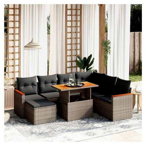 Gartenlounge aus Rattan mit Stauraum, Loungemöbel Set für den Außenbereich