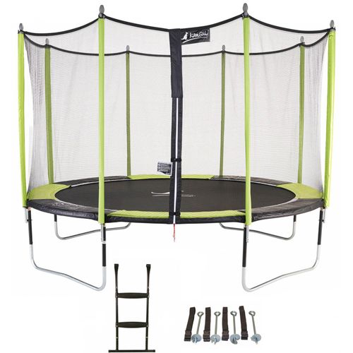 Trampolin Ø 360cm + Leiter + Verankerungsset - JUMPI 360 – Schwarz/Grün