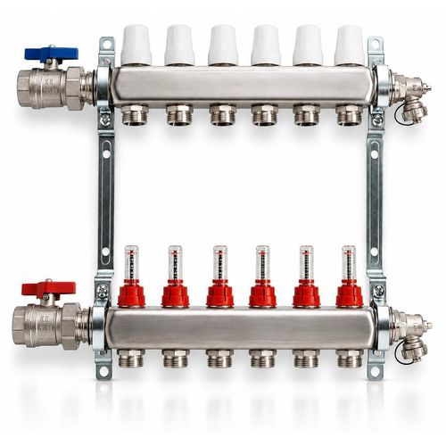 BADfabrik24 Eco Heizkreisverteiler Edelstahl für 6 Heizkreise